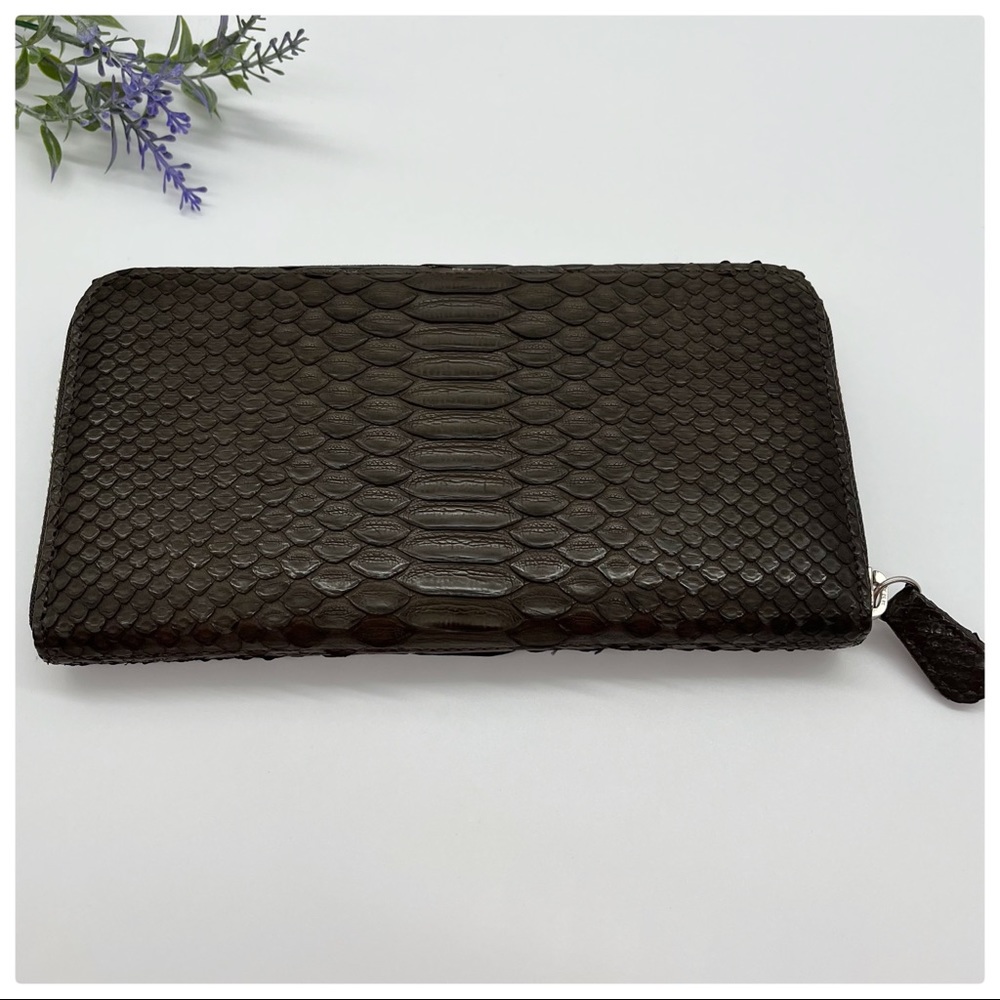 Genuine Python Leather Zip Around Wallet - image 1
